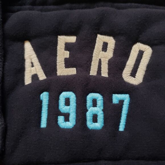 VTG Y2K Aeropostale Heavy Insulated Size Large Mens Blue Embroidered Hoodie - Picture 3 of 8